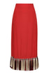 Rocio Cotton Midi Skirt / Red & Handmade Wine Tassels